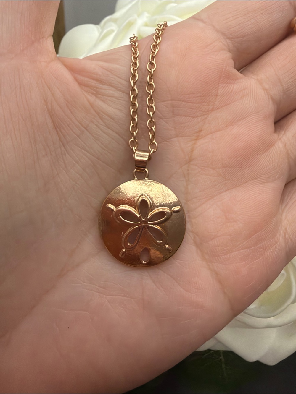 Rose Gold Sand Dollar Pendant Necklace - Women's Jewelry